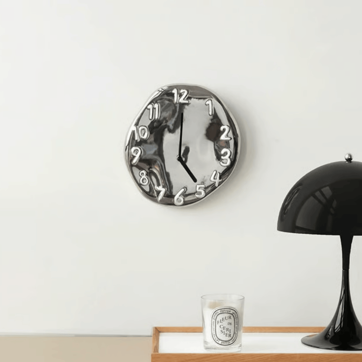 Ceramic Wall Clock, Chrome Modern Wall Clock for Living Room & Kitchen