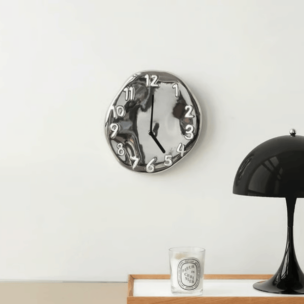 Ceramic Wall Clock, Chrome Modern Wall Clock for Living Room & Kitchen