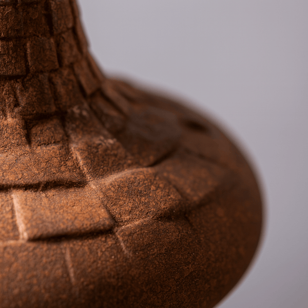 Rustic Ceramic Vase, Handcrafted Plaid Flower Vase for Home Decor
