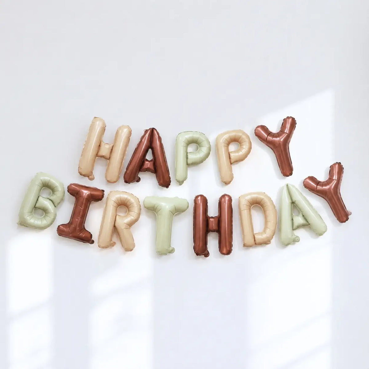 Happy Birthday Balloon Banner, 16 Inch Foil Letter Balloons Caramel & Cream