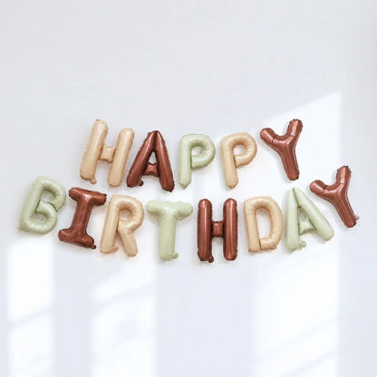 Happy Birthday Balloon Banner, 16 Inch Foil Letter Balloons Caramel & Cream