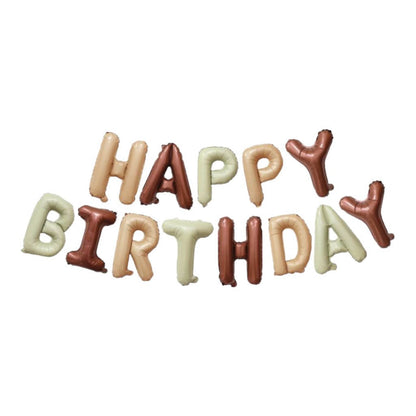 Happy Birthday Balloon Banner, 16 Inch Foil Letter Balloons Caramel & Cream