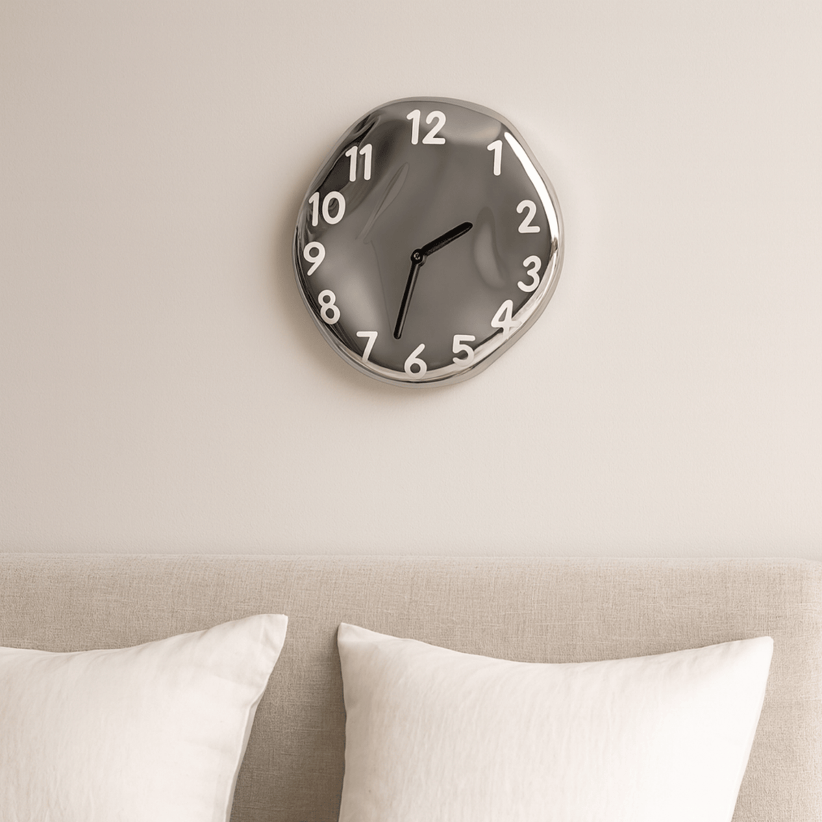 Ceramic Wall Clock, Chrome Modern Wall Clock for Living Room & Kitchen