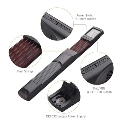 Pocket Guitar Chord Trainer, Portable Digital Guitar Practice Tool with Metronome