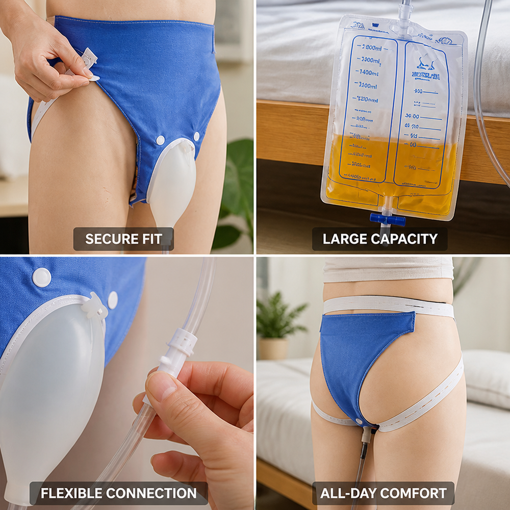 Wearable Urine Collector, Adjustable Leak-Resistant Silicone Urine Bag System for Men & Women