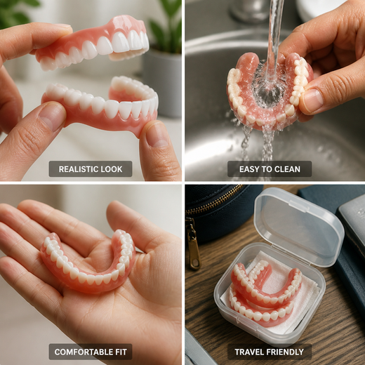 Full Coverage Denture Set, Cosmetic Upper & Lower Dentures for a Natural-Looking Smile