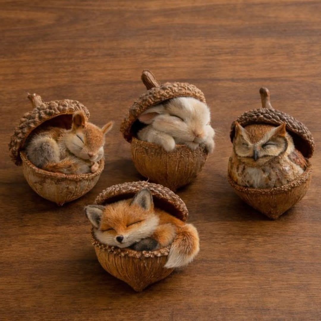 FORESTDREAM Cute Sleeping Forest Friends Figurine