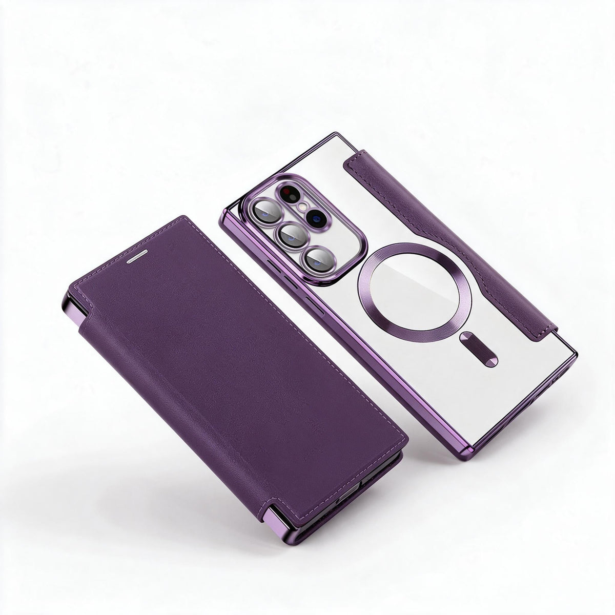 Magnetic Flip Case for Samsung, Leather Look with Card Slot