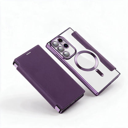 Magnetic Flip Case for Samsung, Leather Look with Card Slot