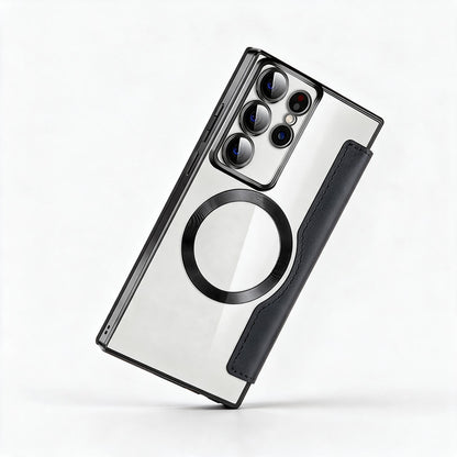 Magnetic Flip Case for Samsung, Leather Look with Card Slot