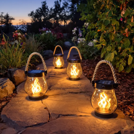 Solar Flickering Flame Lantern for Garden & Patio