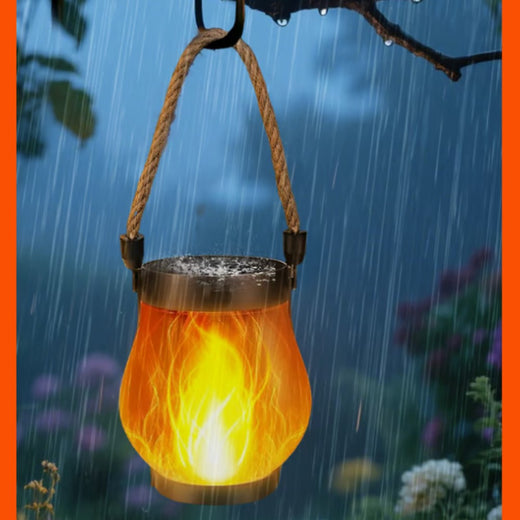 Solar Lantern with Flickering Flame, Weatherproof LED Garden Lantern for Patio, Balcony & Outdoors