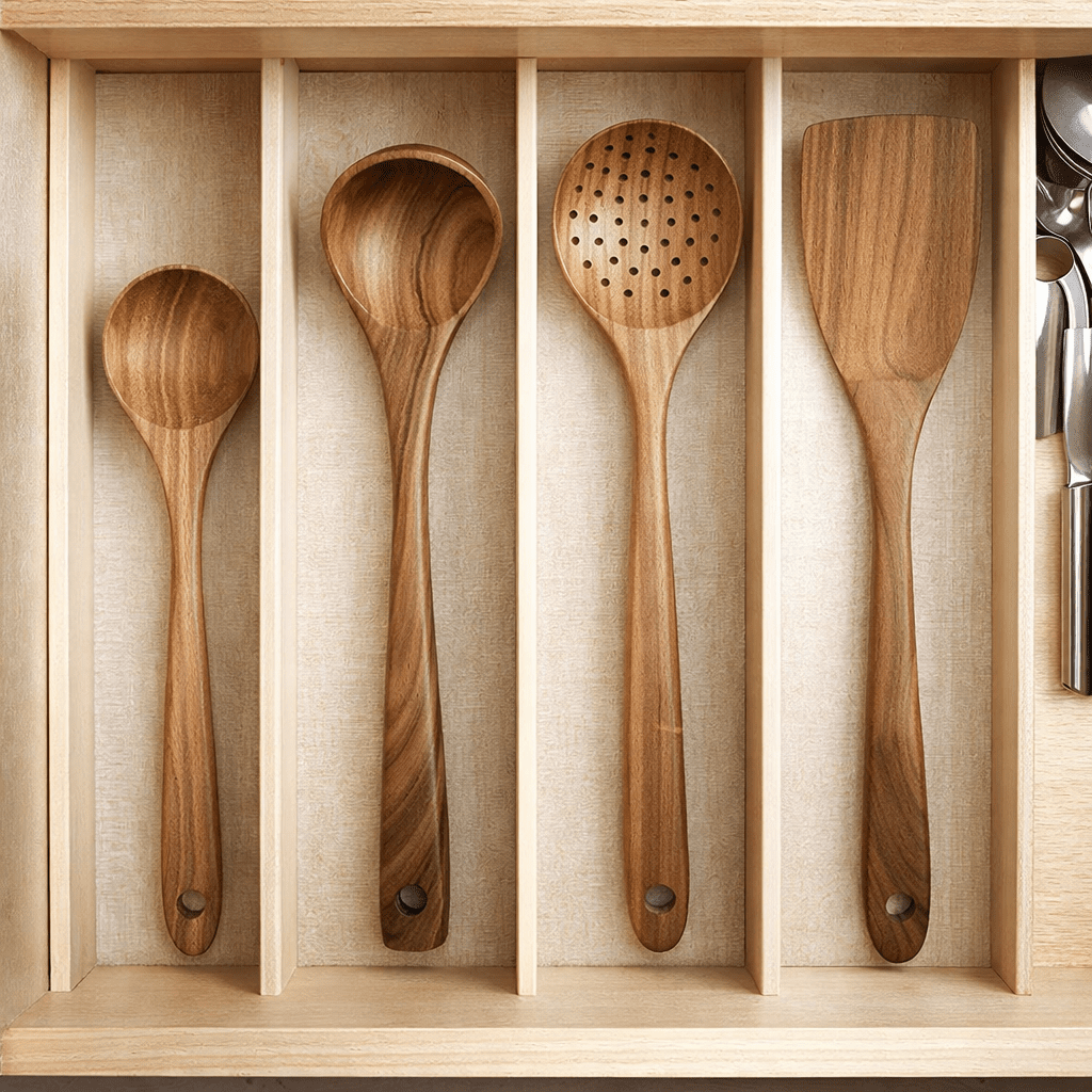 NORDICWOOD High-Quality Wooden Kitchen Utensil Set lifestyle image 2