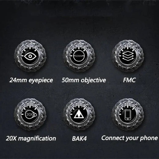 High Power Binoculars, 20x50 BAK4 Prism Binoculars with Smartphone Adapter for Concerts, Sports & Wildlife