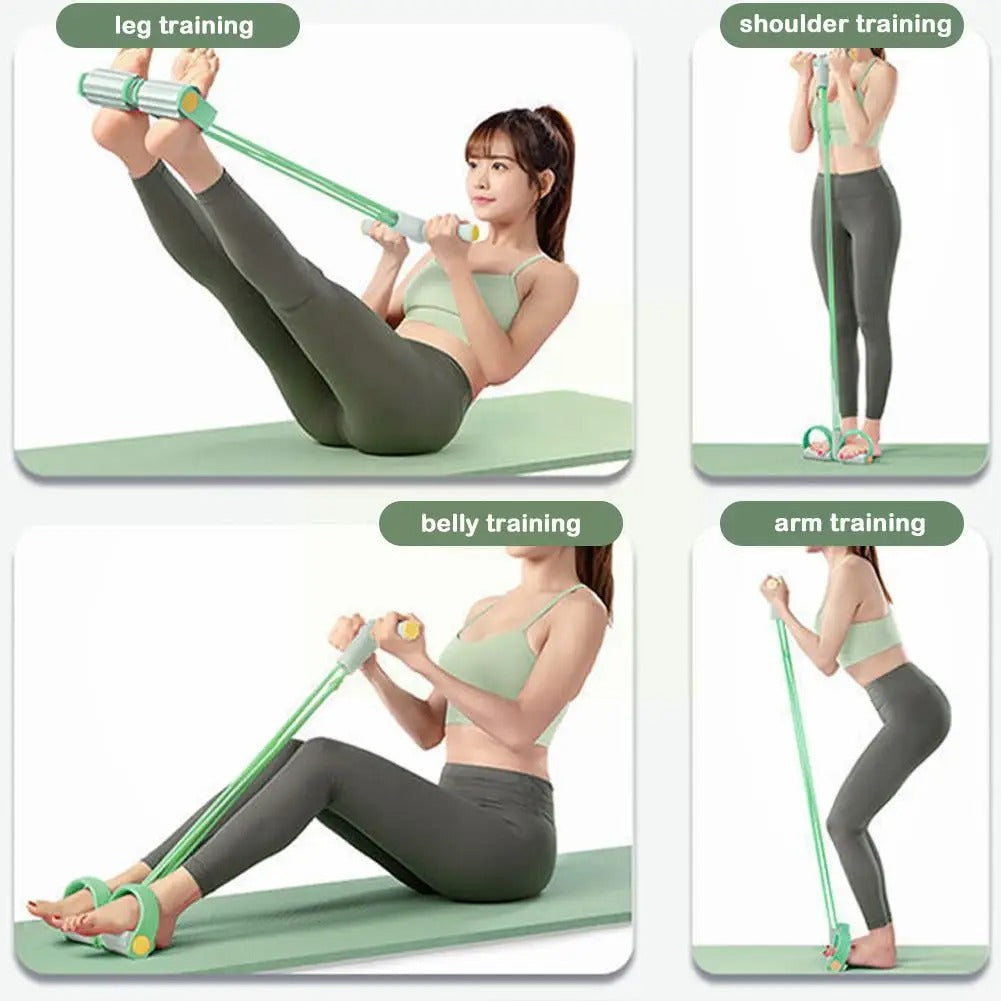 Foot Pedal Resistance Band, 4-Tube, Home Ab Trainer