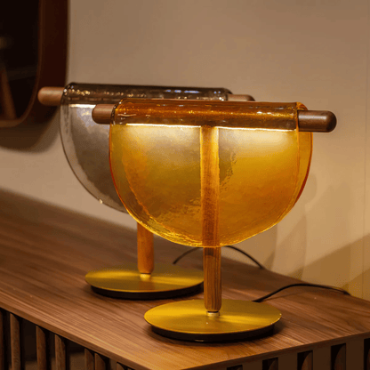 Half Moon Lamp, Glass Table Lamp for Bedroom & Living Room Decor