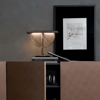 Half Moon Lamp, Glass Table Lamp for Bedroom & Living Room Decor