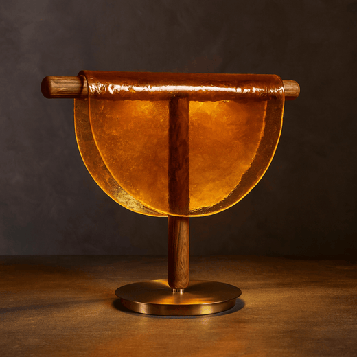 Half Moon Lamp, Glass Table Lamp for Bedroom & Living Room Decor