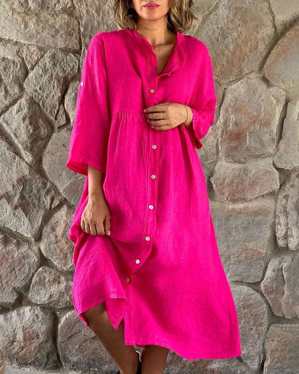 Linen Shirt Dress for Women, Lightweight Knee Length Summer Dress