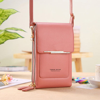 Anti-Theft Leather Bag with Touchscreen Window