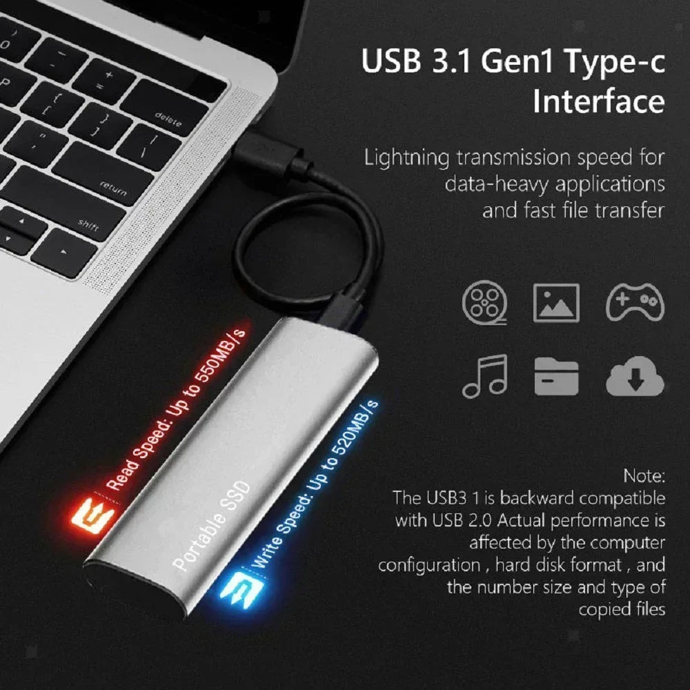 Portable External SSD, High-Speed, Black