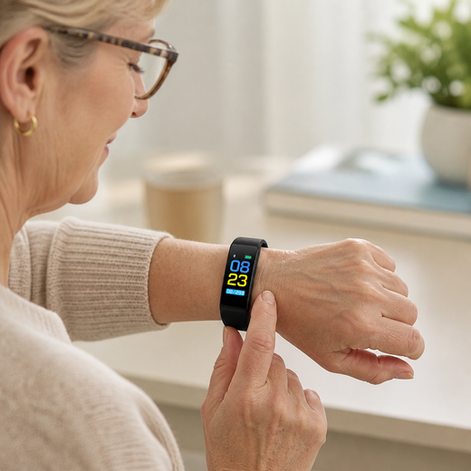 Smartwatch for Seniors, Simple LED Watch with Heart Rate, Blood Pressure, Step & Sleep Tracking