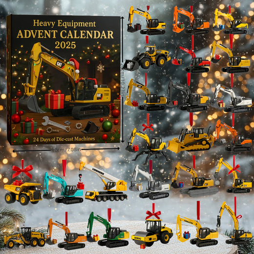 Construction Vehicle Advent Calendar, 24 Diecast Mini Heavy Machinery Toys for Kids & Collectors