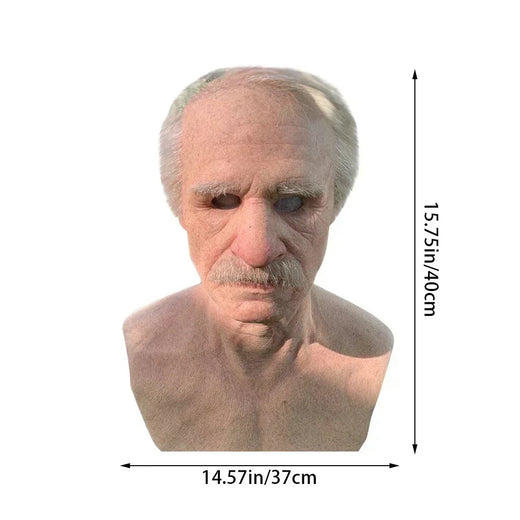 Old Man Mask, Creepy Realistic Latex Halloween Mask for Adults with Movable Mouth