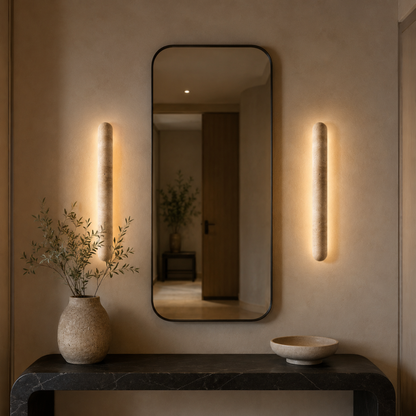 Travertine Wall Light, Stone Wall Sconce for Living Room & Hallway