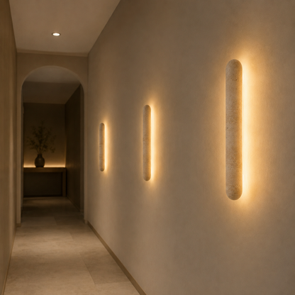 Travertine Wall Light, Stone Wall Sconce for Living Room & Hallway