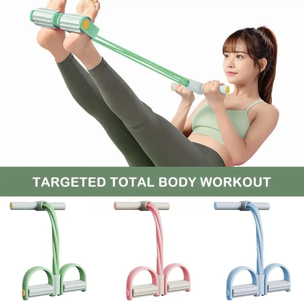 Foot Pedal Resistance Band, 4-Tube, Home Ab Trainer