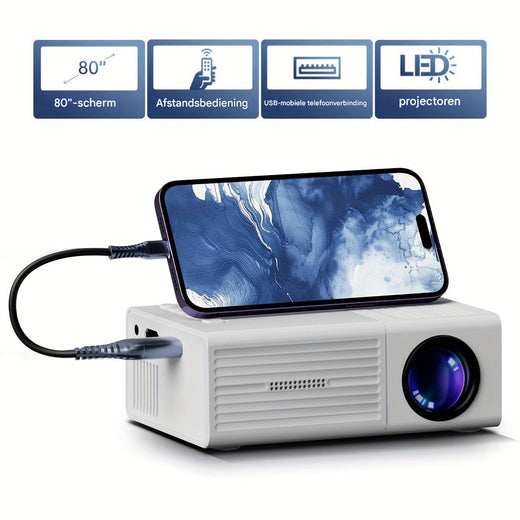 Mini Projector 3000 Lumens, Portable HDMI & USB Projector for Movies, Shows & Games