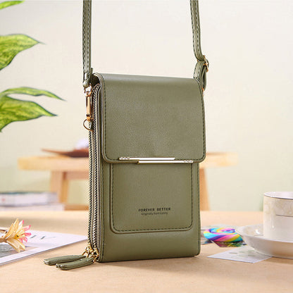 Anti-Theft Leather Bag with Touchscreen Window