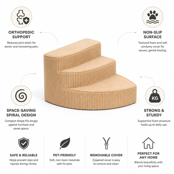 Dog Stairs, Orthopedic Non-Slip Foam Pet Steps for Small to Medium Dogs & Senior Pets