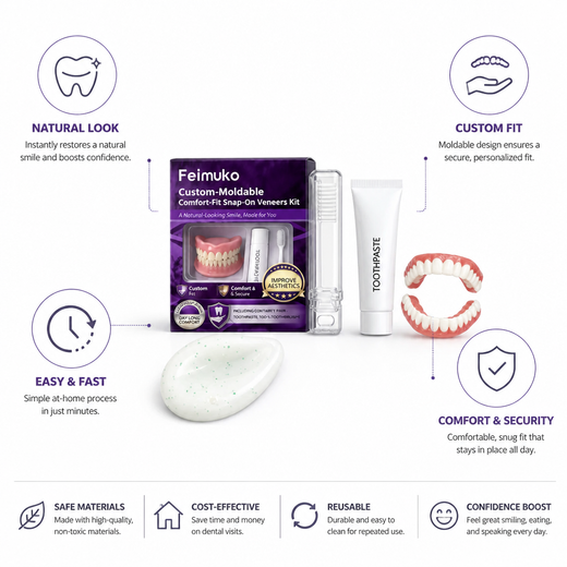 Snap On Veneers Kit, Custom Moldable Cosmetic Veneers for Gaps & Chipped Teeth