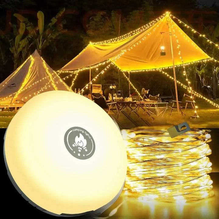 Camping Lantern with 10m RGB String Lights
