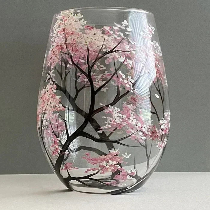 Hand-Painted Four Seasons Tree Wine Glasses