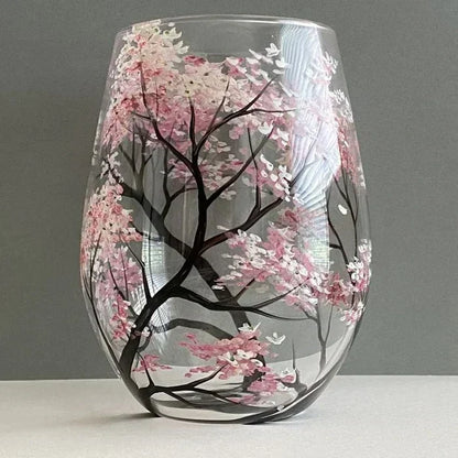 Hand-Painted Four Seasons Tree Wine Glasses