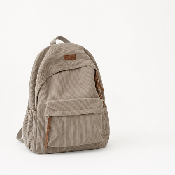 Corduroy Backpack, Large Capacity Minimalist Daypack in Soft Corduroy for Daily Use & Travel