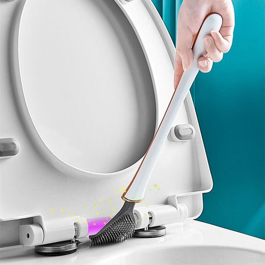 Silicone Toilet Brush, Flexible Toilet Bowl Brush with Flat Head & Quick Drying Silicone Tips