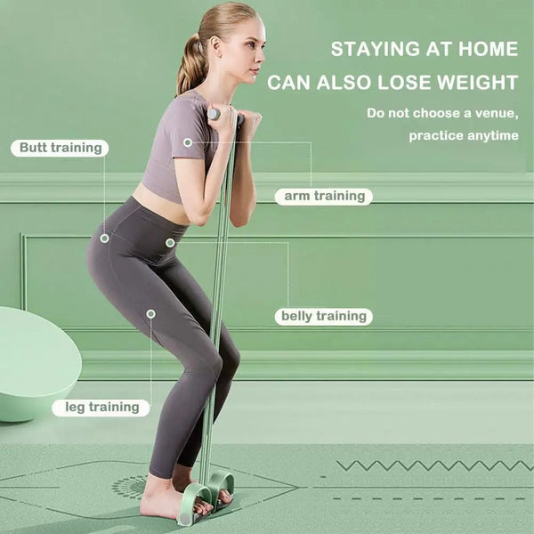 Foot Pedal Resistance Band, 4 Tube Exercise Bands with Foam Handles for Yoga, Pilates & Home Workouts