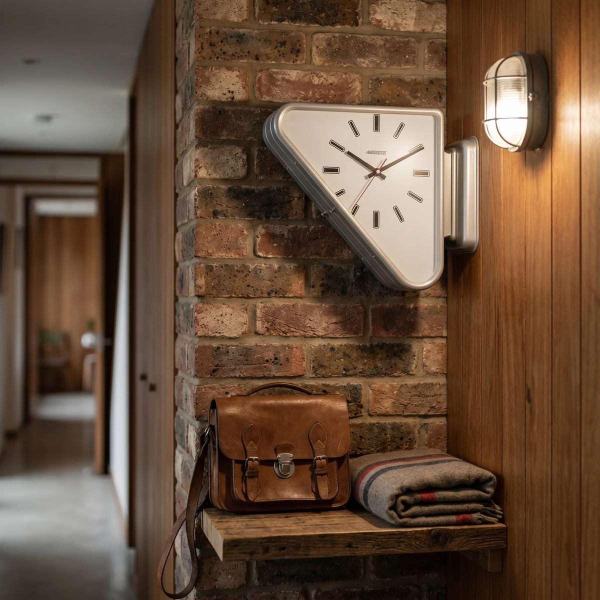 Modern Wall Clock, Dual Triangle Decorative Wall Clock for Living Room