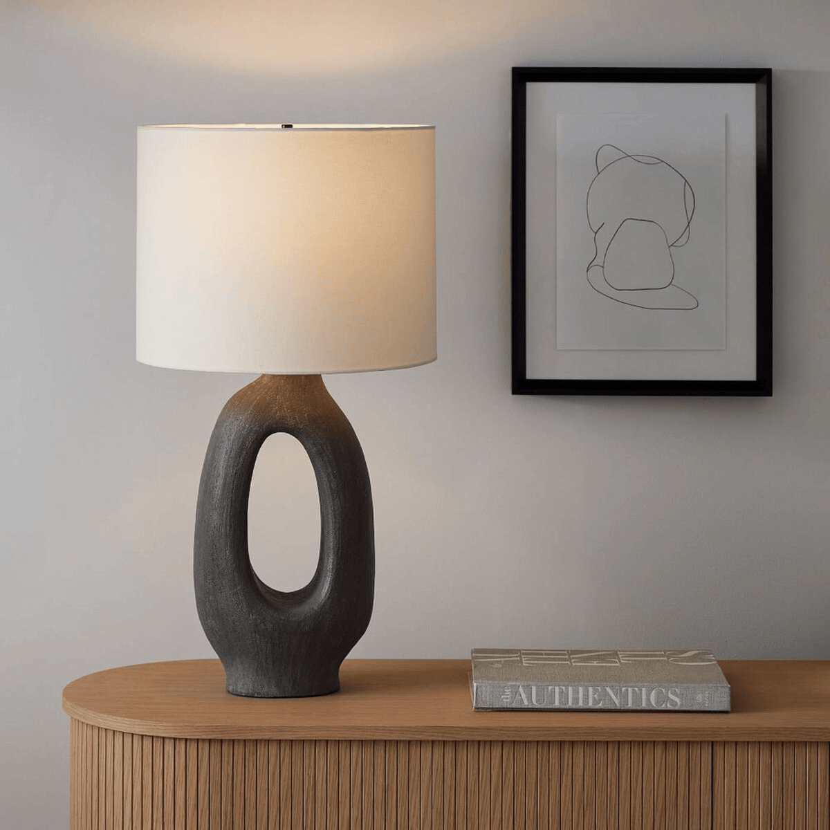 Modern Table Lamp, Glass Glow Lamp for Bedroom & Living Room