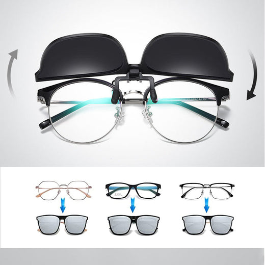 Clip On Sunglasses for Glasses, Polarized Flip Up UV400 Sunglasses Clip for Driving & Outdoors