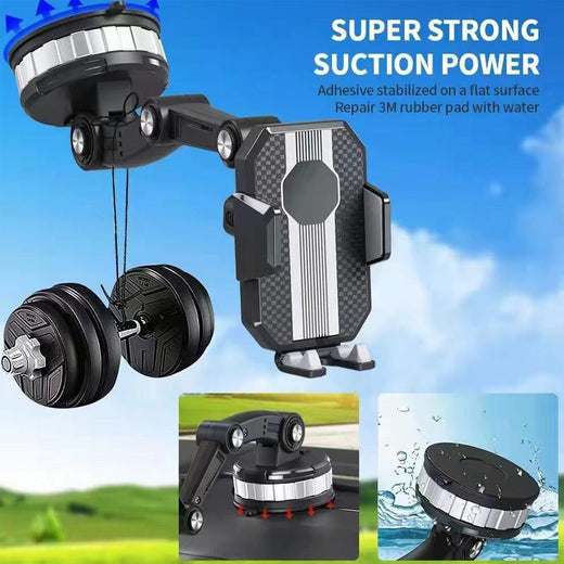 Car Phone Mount, One Touch Suction Cup Phone Holder with Telescopic Arm for Dashboard