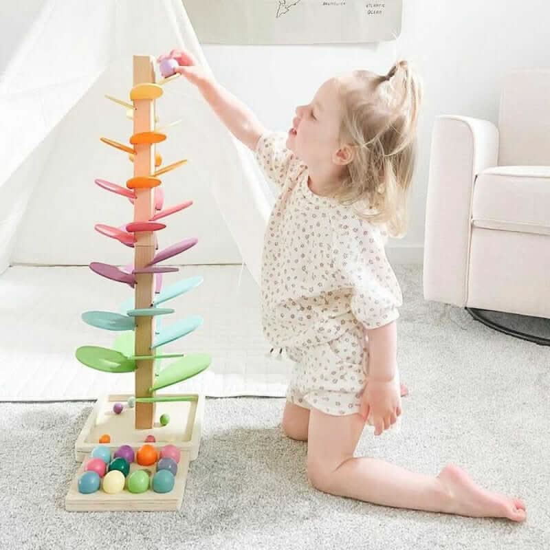 Wooden marble tower Interactive Sensory Toy iwt3