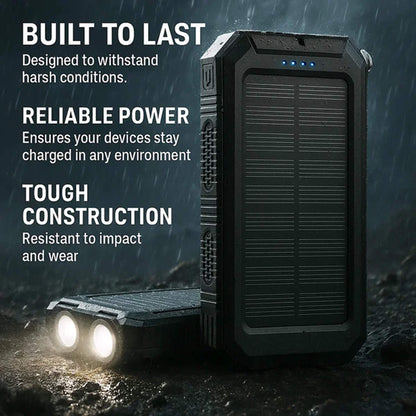 Solar Power Bank 500000mAh, Waterproof, Dual USB & LED