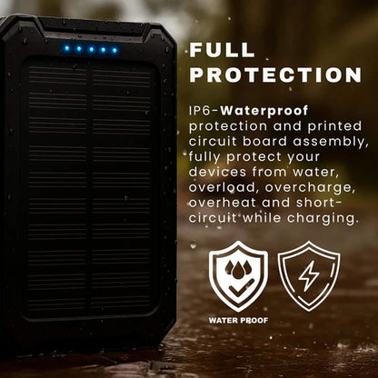 Solar Power Bank 500000mAh, Waterproof, Dual USB & LED