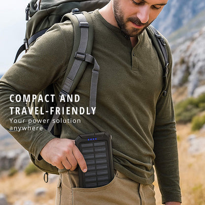 Solar Power Bank 500000mAh, Waterproof, Dual USB & LED