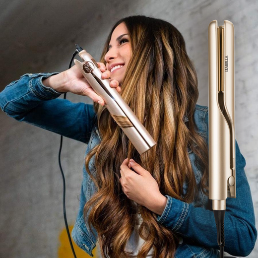 Hair Straightener and Curler 2 in 1, Ceramic Flat Iron with Adjustable Temperature & Auto Shut-Off